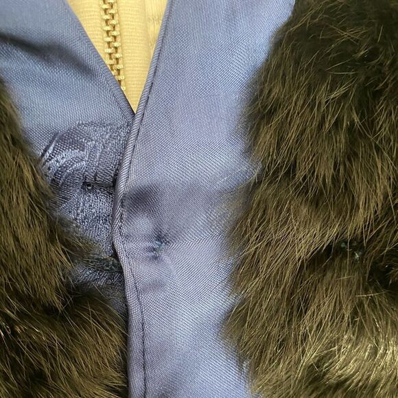 Vintage Black Rabbit Fur Reversible Vest w/ Blue Satin L (Fits M) - Picture 6 of 6